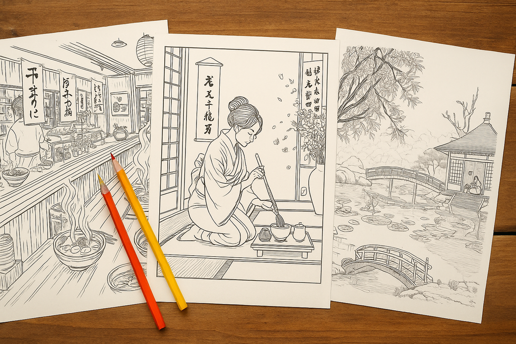 Spirit Journeys : 40 Meditative Coloring Pages Inspired by Japan