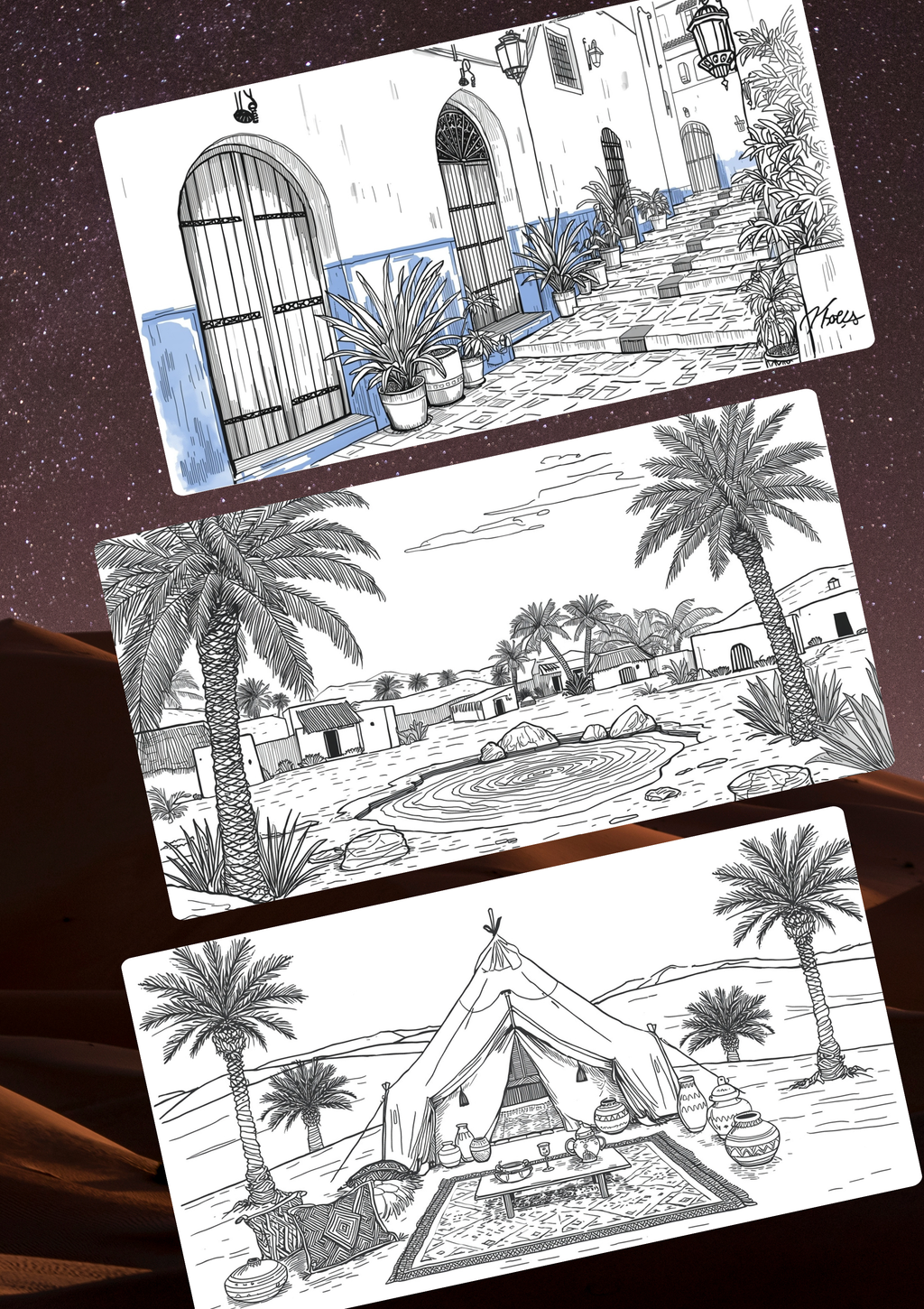 Spirit journeys : The Enchanted Medina — Morocco Coloring Odyssey (40 Pages, PDF)