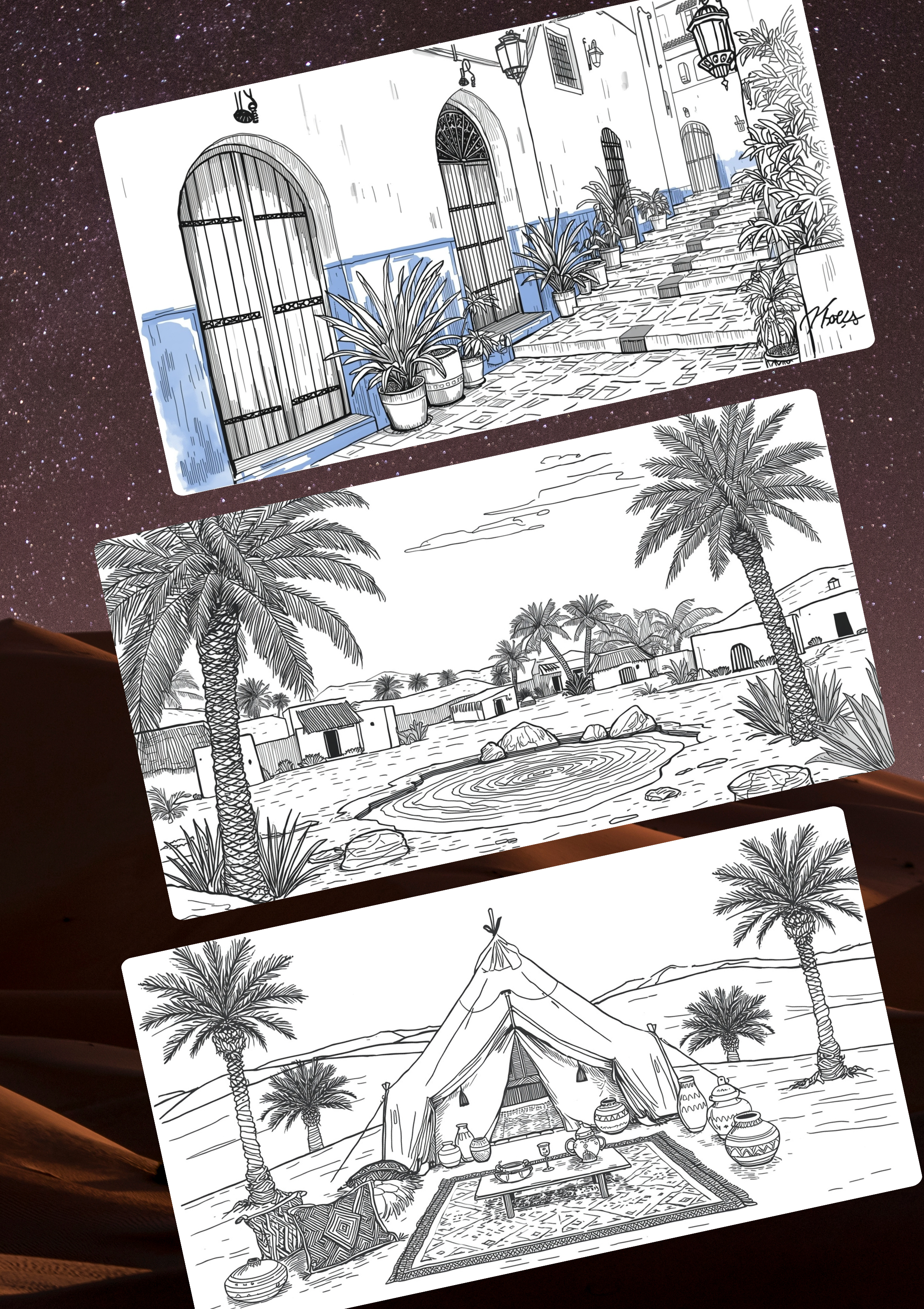 Spirit journeys : The Enchanted Medina — Morocco Coloring Odyssey (40 Pages, PDF)