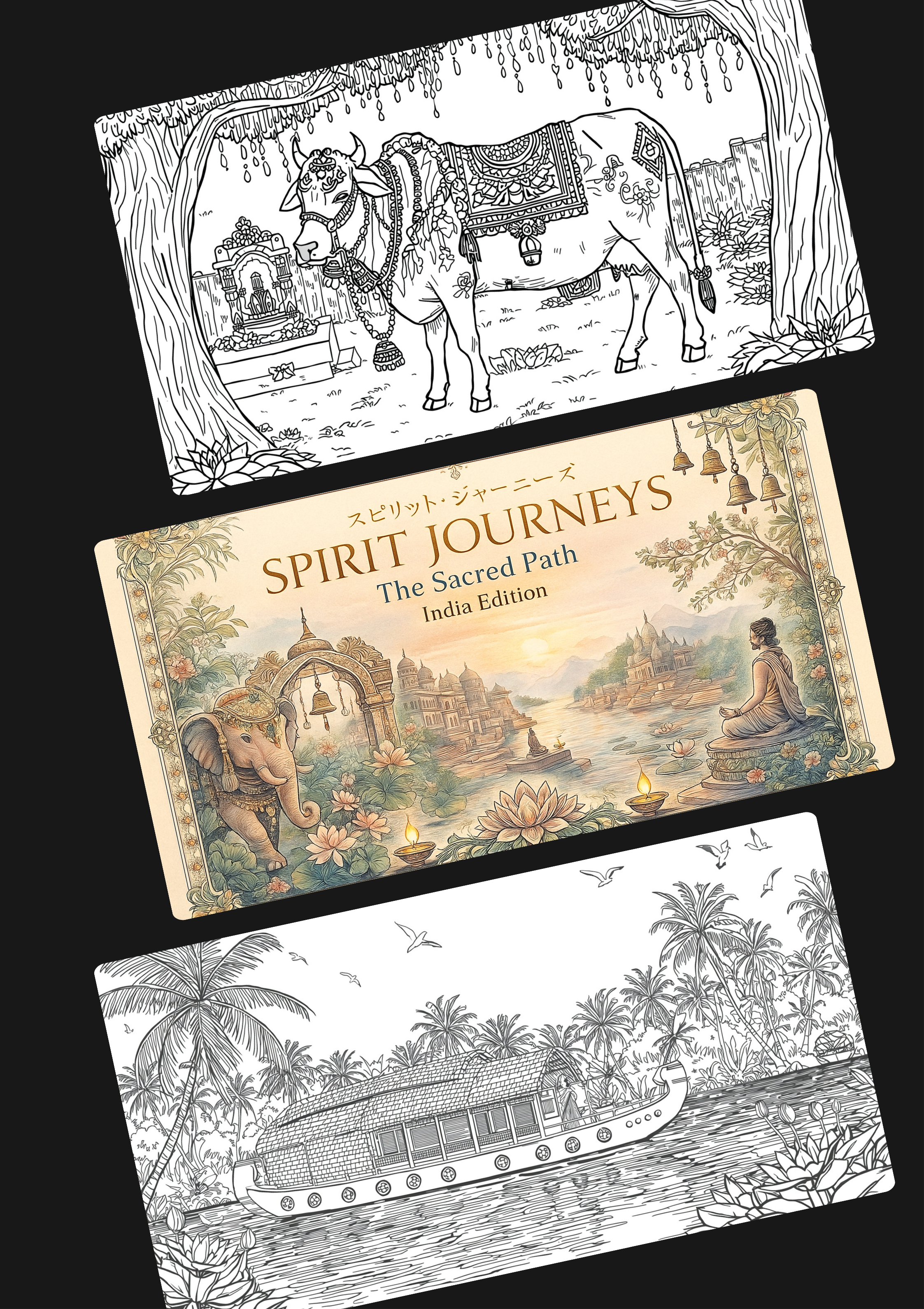 Spirit Journeys: The Sacred Path - India Coloring Odyssey (40 Pages, PDF)